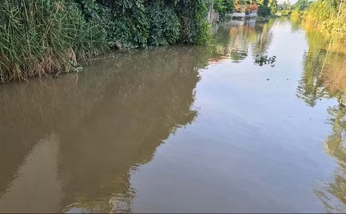 Mương nước dùng để sản xuất nước đóng bình Trường Thành.