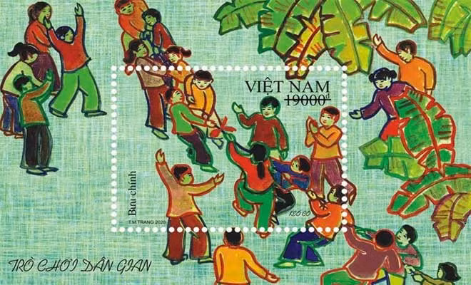 Bộ tem "Trò chơi dân gian" được phát hành đúng dịp Tết thiếu nhi 1/6.