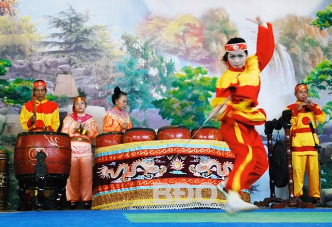 Trống trận Tây Sơn tại Bảo tàng Quang Trung.