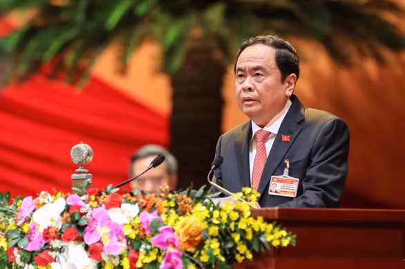 Đồng chí Trần Thanh Mẫn phát biểu tham luận tại Đại hội Đại biểu toàn quốc lần thứ XIII.