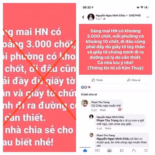 Thông tin bịa đặt được đối tượng đưa lên mạng xã hội.
