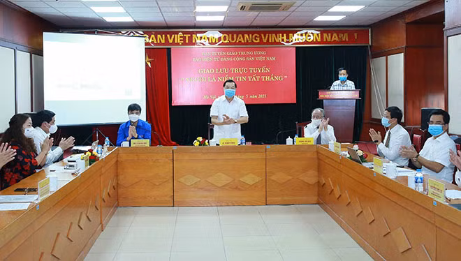 Quang cảnh buổi giao lưu trực tuyến. Ảnh: TTXVN