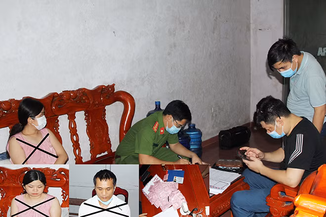 Cơ quan Công an bắt giữ đối tượng Thảo và Khánh (dấu X). Cơ quan Công an bắt giữ đối tượng Thảo và Khánh (dấu X).