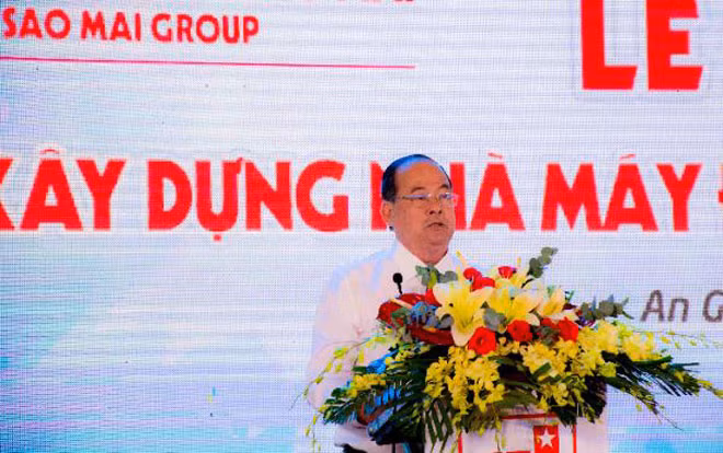 Ông Nguyễn Thanh Bình, Chủ tịch UBND tỉnh An Giang chia sẻ cảm nhận về công trình điểm chào mừng Đại hội Đảng bộ tỉnh An Giang lần thứ XI.