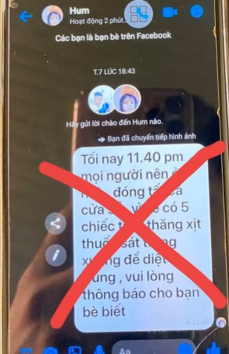 Hnhêm chia sẻ nội dung sai sự thật qua tin nhắn Facebook cho 51 người.