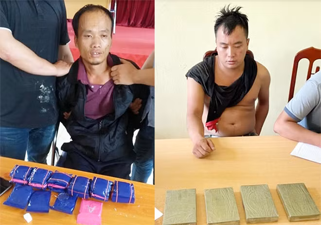 Các đối tượng bị bắt giữ cùng tang vật.