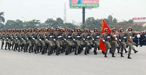 Các lực lượng tham gia duyệt đội ngũ.
