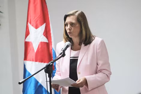 Bà Josefina Vidal Ferreito phát biểu tại buổi hội đàm. Ảnh: Cubadebate.