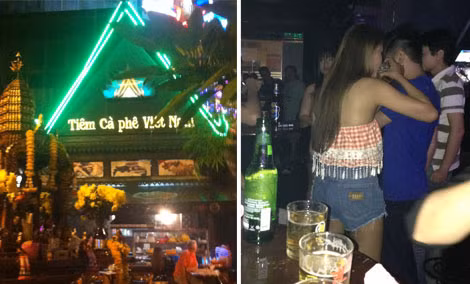 Bar "Tiệm cà phê Việt Nam" tại giao lộ Jalan Ramlee - Jalan Perak giữa trung tâm Kuala Lumpur và bên trong bar.