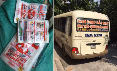 Xe khách và vỏ bao mì chính giả bị lực lượng chức năng tạm giữ. Xe khách và vỏ bao mì chính giả bị lực lượng chức năng tạm giữ.