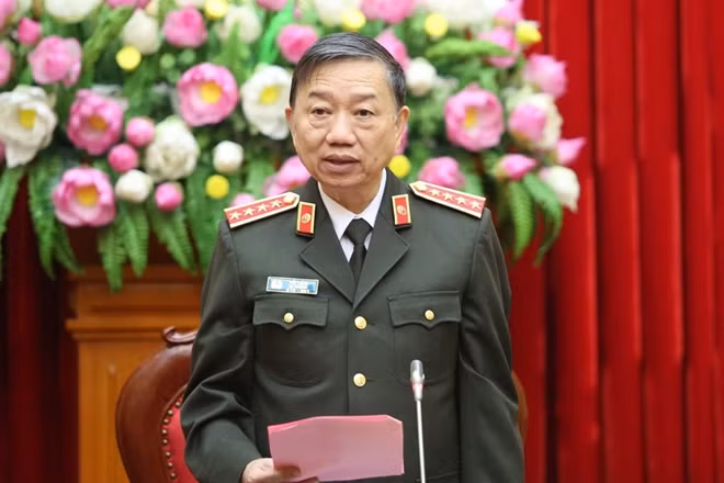 Bộ trưởng Bộ Công an Tô Lâm phát biểu tại buổi Lễ.