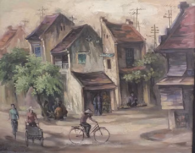 Tác phẩm của họa sĩ Nguyễn Văn Trực tham gia triển lãm.