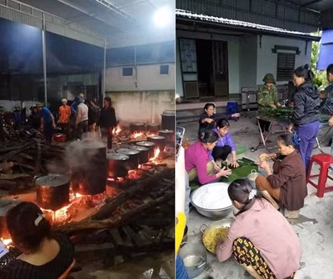 Bà con xứ Nghệ hối hả nấu bánh chưng gửi vào vùng lũ