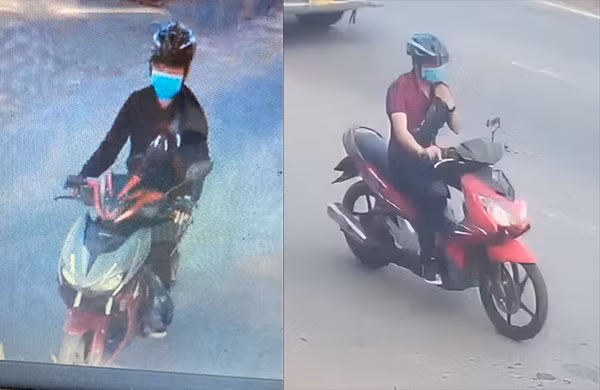 Hình ảnh Đức đi xe máy đến Ngân hàng SHB nhằm cướp tài sản.