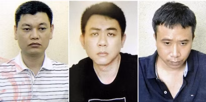 Từ trái qua: Nguyễn Anh Ngọc, Nguyễn Hoàng Trung và Phạm Quang Dũng. Ảnh: Bộ Công an.