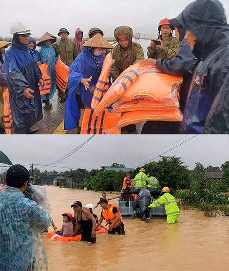 Công an tỉnh Quảng Trị mang áo phao tới cho người dân vùng lũ. Công an tỉnh Quảng Trị mang áo phao tới cho người dân vùng lũ.
