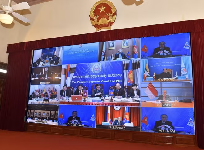 Chánh án tối cao các nước ASEAN tham dự hội nghị trực tuyến.