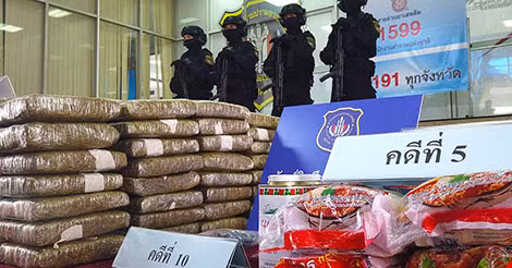 Lượng lớn ma túy bị cảnh sát Hoàng gia Thái Lan thu giữ hồi tháng 2. Ảnh: Bangkokpost. Lượng lớn ma túy bị cảnh sát Hoàng gia Thái Lan thu giữ hồi tháng 2. Ảnh: Bangkokpost.