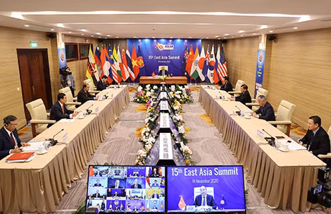 Các thách thức về không gian và thời gian do đại dịch COVID-19 gây ra không làm những nỗ lực của ASEAN và đối tác bị trì hoãn. Ảnh: Phong Sơn. Các thách thức về không gian và thời gian do đại dịch COVID-19 gây ra không làm những nỗ lực của ASEAN và đối tác bị trì hoãn. Ảnh: Phong Sơn.