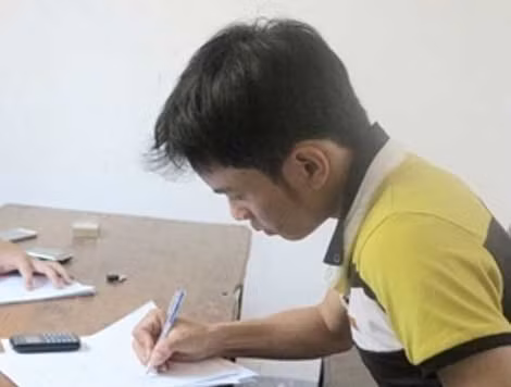 Đối tượng Hải tại cơ quan Công an.