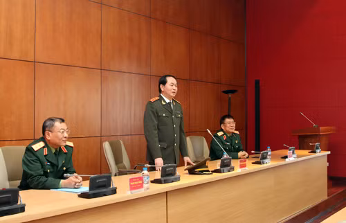 Đại tướng Trần Đại Quang phát biểu tại buổi làm việc.