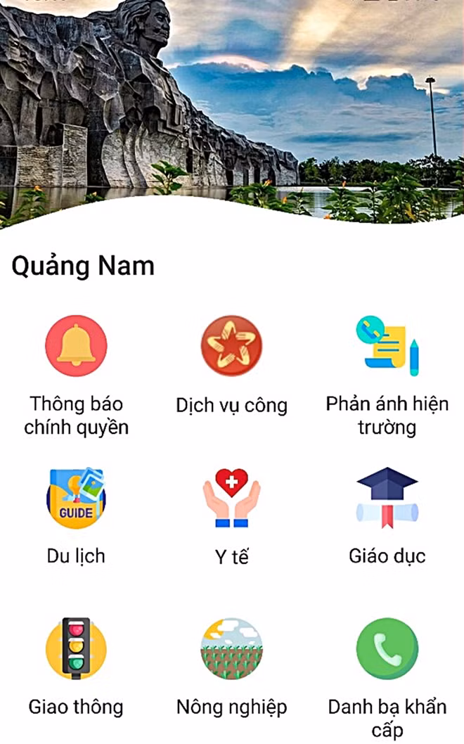 Giao diện của ứng dụng "Smart Quang Nam".