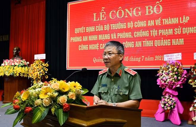 Thiếu tướng Nguyễn Đức Dũng, Giám đốc Công an tỉnh Quảng Nam phát biểu tại buổi lễ.