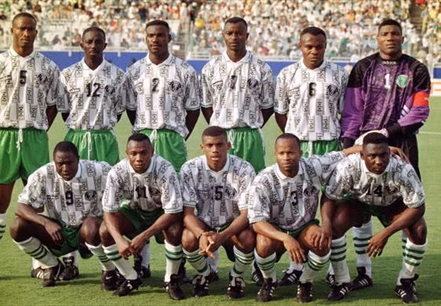 Các cầu thủ Nigeria tại World Cup đầu tiên năm 1994. Ảnh: VOA Các cầu thủ Nigeria tại World Cup đầu tiên năm 1994. Ảnh: VOA