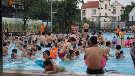 Bể bơi luôn quá tải vào những ngày hè.