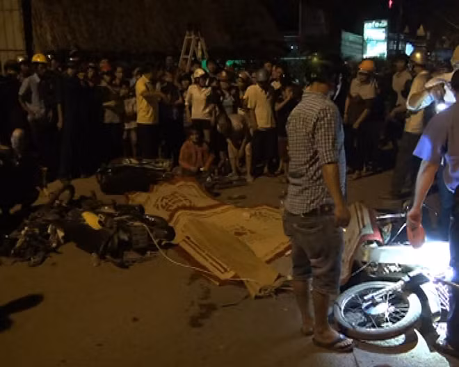 Hiện trường vụ tai nạn do Hạnh gây ra.