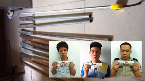 Một số đối tượng đòi nợ thuê bị bắt giữ cùng hung khí.