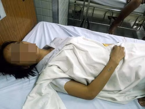 Chị H tại bệnh viện. Chị H tại bệnh viện.
