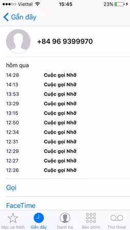Số điện thoại của người xưng tên Thắng liên tục gọi vào máy điện thoại của chị Loan để gạ gẫm “làm ăn”.