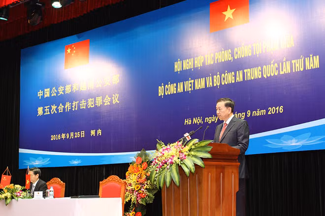 Bộ trưởng Tô Lâm phát biểu tại Hội nghị hợp tác phòng, chống tội phạm lần thứ 5.