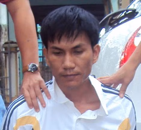 Đối tượng Vũ khi bị bắt.