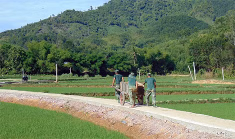 Vận chuyển cát sạn đến nơi tập kết trên đoạn đường vừa được hoàn thành. Vận chuyển cát sạn đến nơi tập kết trên đoạn đường vừa được hoàn thành.