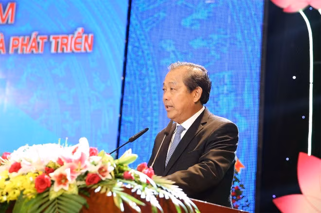 Phó Thủ tướng Trương Hòa Bình phát biểu tại lễ kỷ niệm 180 năm tỉnh Tây Ninh hình thành và phát triển. Ảnh: VGP/Lê Sơn.