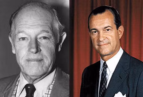 E. Howard Hunt, cựu sĩ quan CIA, người đã tuyển chọn Eugenio Martinez vào nhóm đột nhập (ảnh trái); cựu Giám đốc CIA Richard M. Helms.