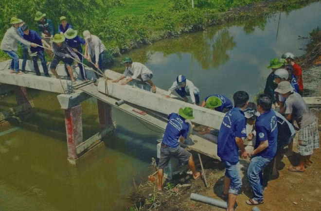 ĐVTN làm cầu giao thông nông thôn.