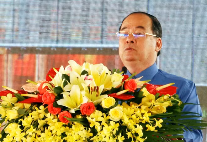 Ông Nguyễn Thanh Bình, Chủ tịch UBND tỉnh An Giang phát biểu tại Lễ khởi công.