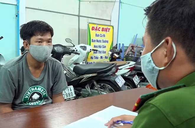 Đối tượng Tuấn tại cơ quan Công an.