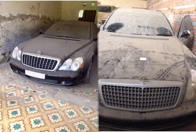 Ngoài siêu xe, các dòng xe siêu sang của Maybach, Rolls-Royce hay Bentley cũng bị "bỏ rơi" không thương tiếc. Trong ảnh là cặp Maybach 62S (bên trái) và bản Maybach 62 thuộc trong đường dây buôn lậu của Dũng "mặt sắt".