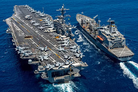 Tàu sân bay USS Carl Vinson trên đường tới khu vực Bán đảo Triều Tiên. Ảnh: Asia Maritime Reviews. Tàu sân bay USS Carl Vinson trên đường tới khu vực Bán đảo Triều Tiên. Ảnh: Asia Maritime Reviews.
