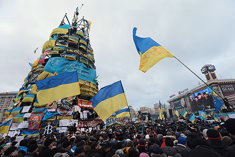 Hình ảnh về phong trào biểu tình trên Quảng trường Độc lập (Maidan), tháng 12-2013. Ảnh: links.org.au.