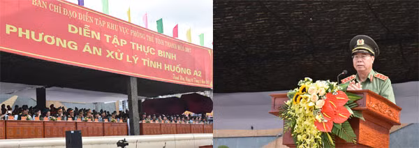 Thứ trưởng Bùi Văn Nam phát biểu ý kiến chỉ đạo tại buổi diễn tập.
