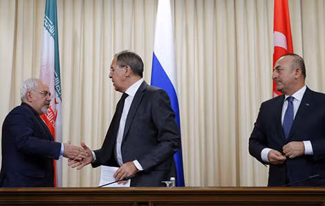 Cuộc họp cấp Ngoại trưởng 3 bên Nga, Thổ Nhĩ Kỳ và Iran bàn về lệnh ngừng bắn ở Syria tại Moskva ngày 20-12-2016.