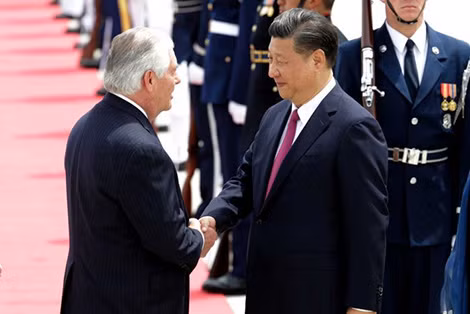 Ngoại trưởng Rex Tillerson đón Chủ tịch Tập Cận Bình. Ảnh: ABC. Ngoại trưởng Rex Tillerson đón Chủ tịch Tập Cận Bình. Ảnh: ABC.