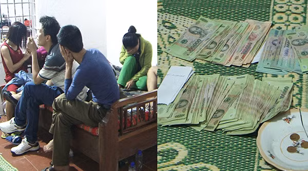 Đối tượng và tang vật bị thu giữ.