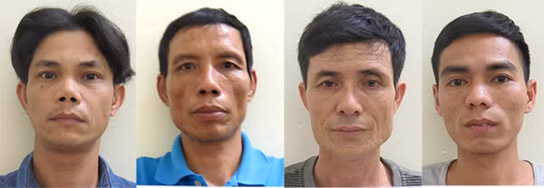 Một số đối tượng bị bắt trong vụ xóc đĩa và hiện trường.