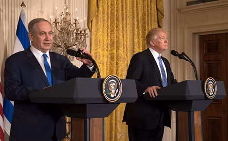 Tổng thống Mỹ Donald Trump và Thủ tướng Israel Benjamin Netanyahu tại cuộc họp báo tại Nhà Trắng.